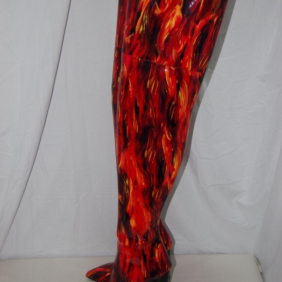 38/7.5❤️Made ITALY VON BERLIN RED Patent Leather Over Knee High HEELS Boots OTK - Picture 9 of 14